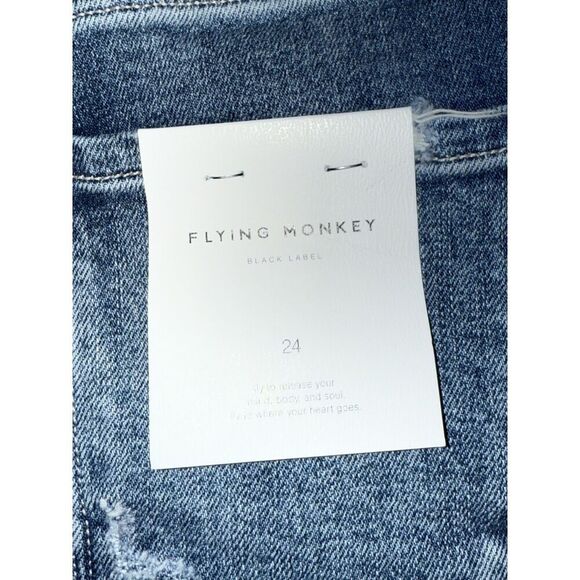 Flying Monkey Jeans High Rise Mom Jeans Distressed Ripped Stretch 90s Ankle 24 - Picture 10 of 16